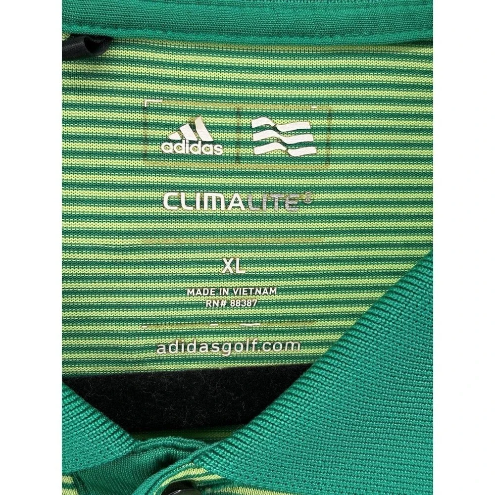Adidas Climalite Golf Polo, Green Stripes, Casual Wear, Men's Size XL
